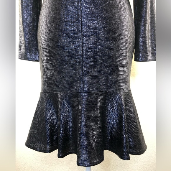 NWT NIGHTWAY Navy Long Sleeve Jewel Neck Knee Length Evening Sheath Dress Sz:4 - Picture 13 of 16